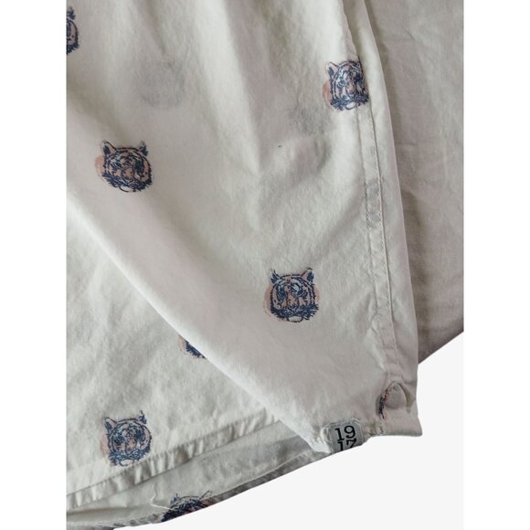 Sovereign Code White Short Sleeve Tiger Print Button Up Shirt Size XL Pink Blue - Picture 3 of 11